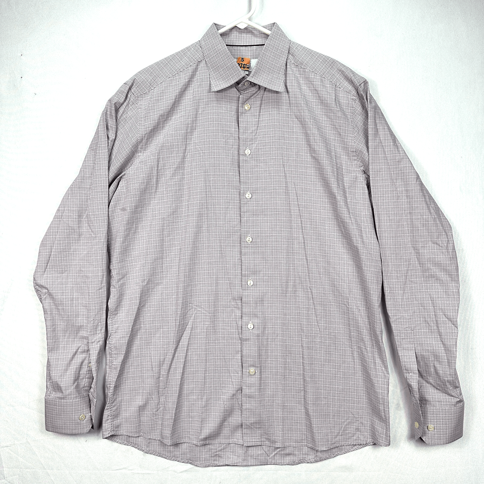 Eton Contemporary Dress Shirt Men XL 17 / 43 Red Blue Hairline Check Long Sleeve - Thumbnail 2