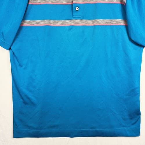 Footjoy Tour Issue Golf Polo Shirt Men XL Blue Striped Short Sleeve Emirates FJ - Thumbnail 5