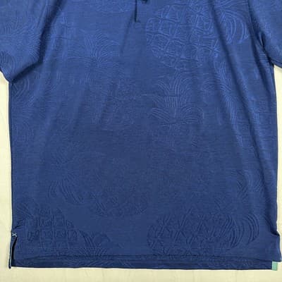 Tori Richard Polo Shirt Mens XL Pineapple Jacquard Performance Golf Navy Sheer - Thumbnail 4