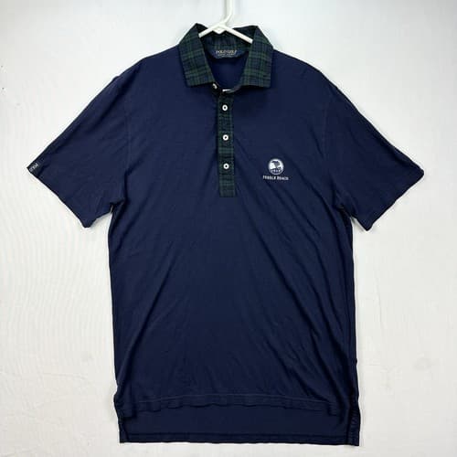 Polo Golf Ralph Lauren Shirt Mens Medium Pebble Beach Golf Navy Plaid Collar - Thumbnail 2