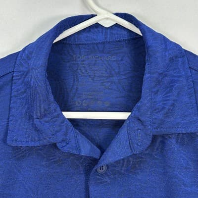 Tori Richard Polo Shirt Mens XL Pineapple Jacquard Performance Golf Navy Sheer - Thumbnail 5