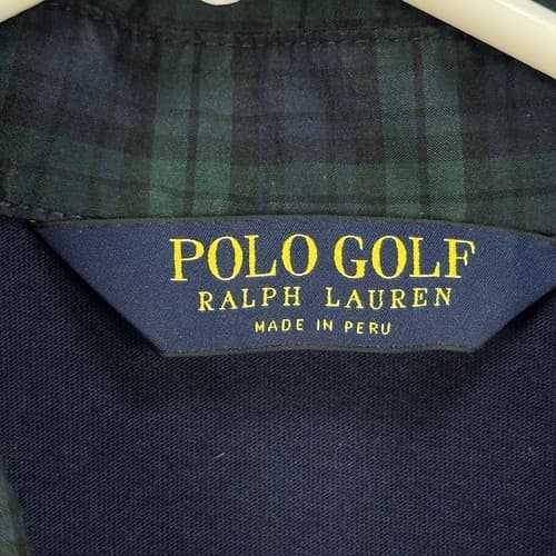 Polo Golf Ralph Lauren Shirt Mens Medium Pebble Beach Golf Navy Plaid Collar - Thumbnail 5