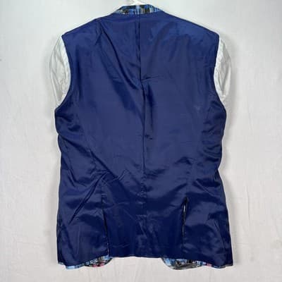 Suslo Couture Blazer Jacket Men Medium 40 Slim Fit Blue Pink Abstract City Print - Thumbnail 12