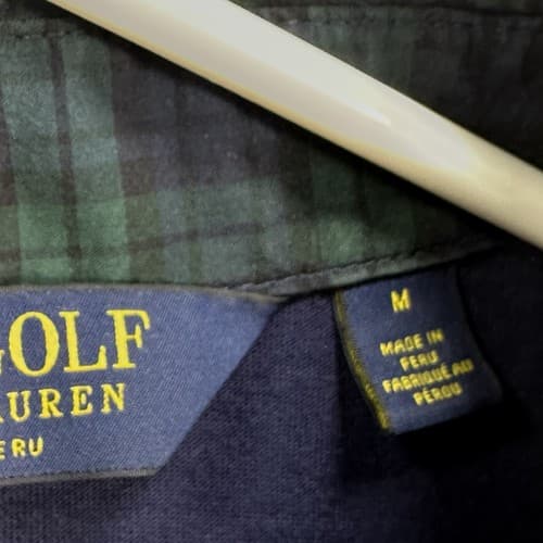 Polo Golf Ralph Lauren Shirt Mens Medium Pebble Beach Golf Navy Plaid Collar - Thumbnail 6