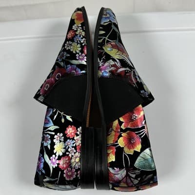 Robert Graham Artic Mens Black Floral Metallic Embroidery Loafers RG5657S Sz 8.5 - Thumbnail 8