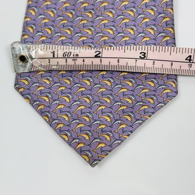 Brooks Brothers Tie Mens 100% Silk Dolphins Print Italy Novelty Necktie Made USA - Thumbnail 8