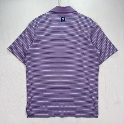 Footjoy Golf Polo Shirt Mens Medium Purple Striped Philadelphia Cricket Club FJ - Thumbnail 3