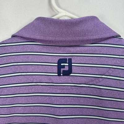 Footjoy Golf Polo Shirt Mens Medium Purple Striped Philadelphia Cricket Club FJ - Thumbnail 8