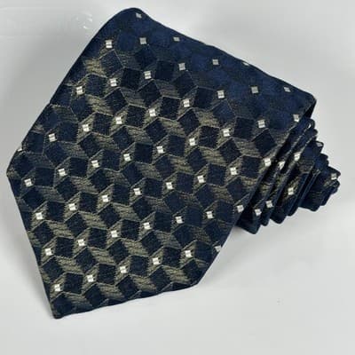 Robert Talbott 100% Silk Tie Mens Blue Geometric Woven Necktie Best Of Class - Thumbnail 2