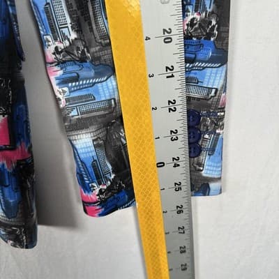 Suslo Couture Blazer Jacket Men Medium 40 Slim Fit Blue Pink Abstract City Print - Thumbnail 6