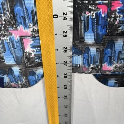 Suslo Couture Blazer Jacket Men Medium 40 Slim Fit Blue Pink Abstract City Print - Thumbnail 5