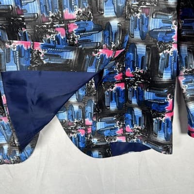 Suslo Couture Blazer Jacket Men Medium 40 Slim Fit Blue Pink Abstract City Print - Thumbnail 4