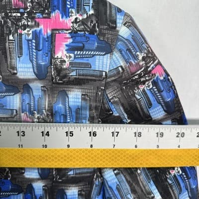 Suslo Couture Blazer Jacket Men Medium 40 Slim Fit Blue Pink Abstract City Print - Thumbnail 7