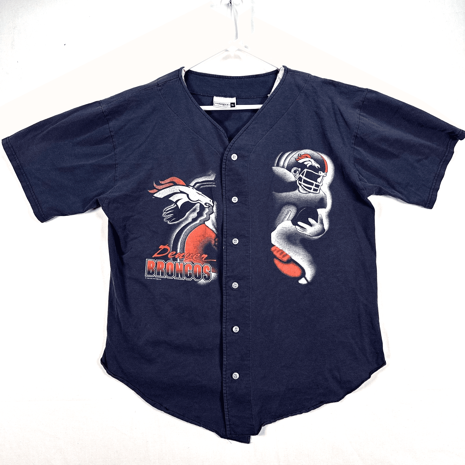 Vintage Denver Broncos Jersey Shirt Boys XL Blue NFL Football Badger NFL 90s - Image 1