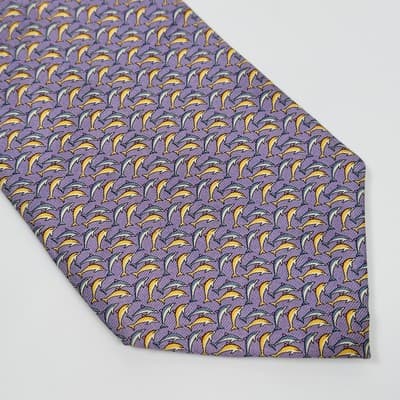 Brooks Brothers Tie Mens 100% Silk Dolphins Print Italy Novelty Necktie Made USA - Thumbnail 3