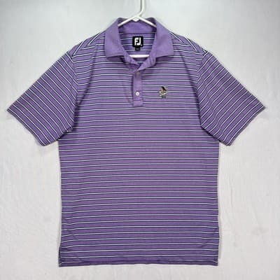 Footjoy Golf Polo Shirt Mens Medium Purple Striped Philadelphia Cricket Club FJ - Thumbnail 2