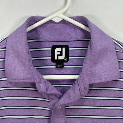 Footjoy Golf Polo Shirt Mens Medium Purple Striped Philadelphia Cricket Club FJ - Thumbnail 5