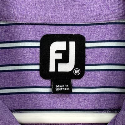 Footjoy Golf Polo Shirt Mens Medium Purple Striped Philadelphia Cricket Club FJ - Thumbnail 6