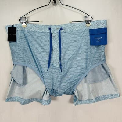 NEW Peter Millar Shorts 2XL Swim Trunks Crown Crafted Blue Geometric Miura Wave - Thumbnail 9