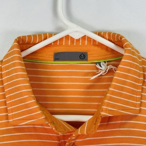 TASC Performance Polo Mens Large MicroAir Orange Stripe Short Sleeve NWOT - Thumbnail 4