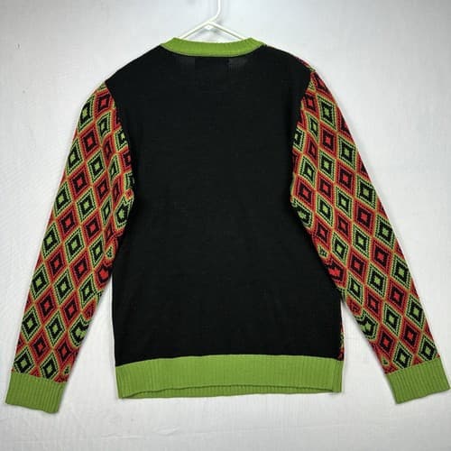 Rick & Morty Ugly Christmas Sweater Mens XL Red Green Argyle Crewneck Adult Swim - Thumbnail 2