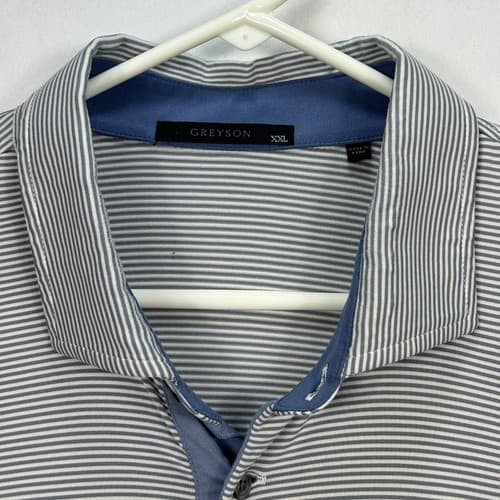 Greyson Golf Polo Shirt Mens 2XL Gray Striped Lightweight Performance - Thumbnail 8
