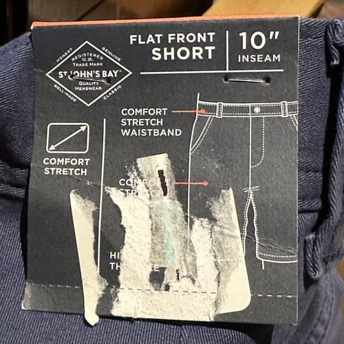 NEW St. Johns Bay Comfort Stretch Chino Shorts Mens 50 Big Blue 10” Inseam $50 - Thumbnail 3