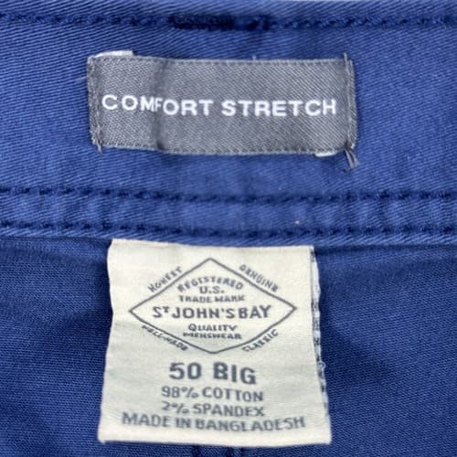 NEW St. Johns Bay Comfort Stretch Chino Shorts Mens 50 Big Blue 10” Inseam $50 - Thumbnail 9