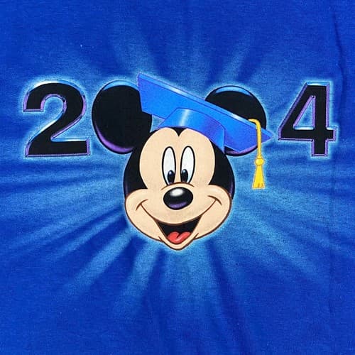 NEW Disney World Grad 2004 T-shirt XL Mickey Mouse Blue Short Sleeve VINTAGE - Thumbnail 3