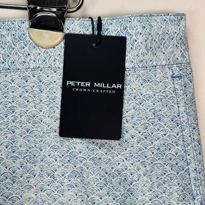 NEW Peter Millar Shorts 2XL Swim Trunks Crown Crafted Blue Geometric Miura Wave - Thumbnail 3