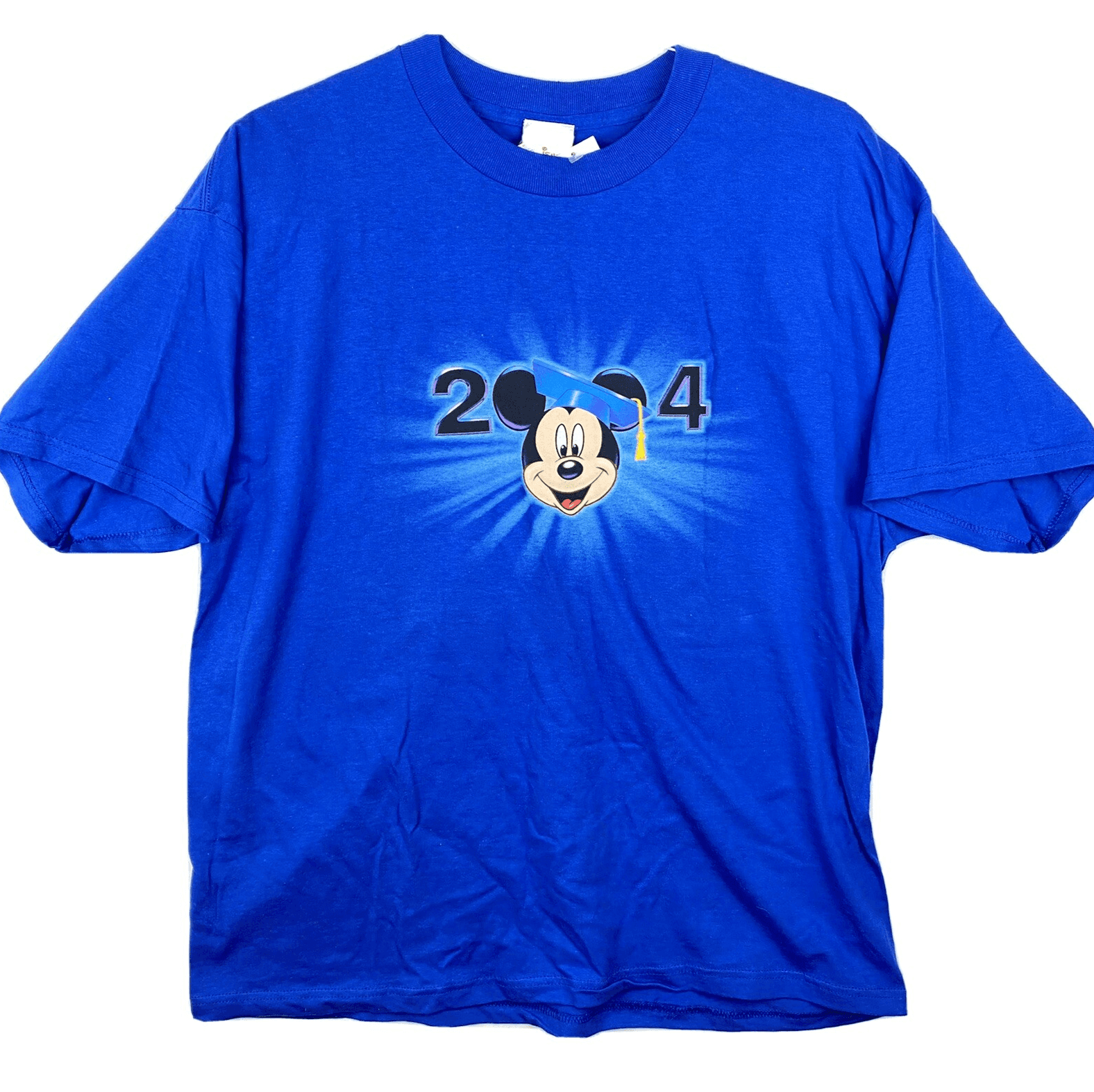 NEW Disney World Grad 2004 T-shirt XL Mickey Mouse Blue Short Sleeve VINTAGE - Image 1