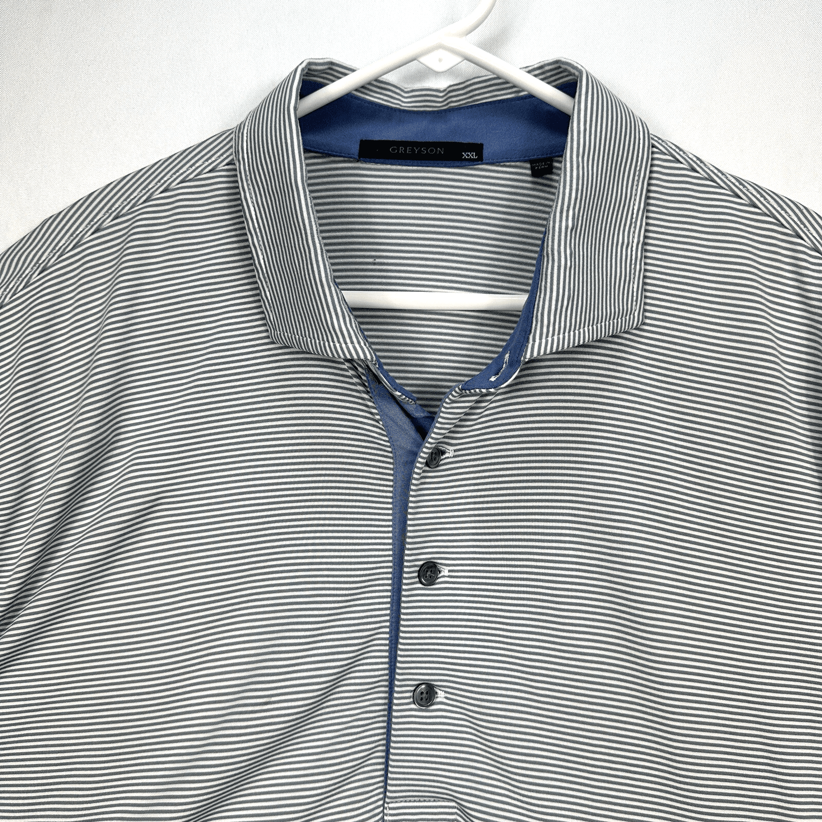 Greyson Golf Polo Shirt Mens 2XL Gray Striped Lightweight Performance - Image 1