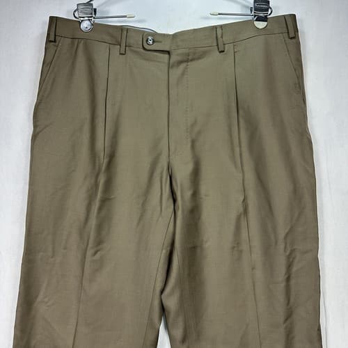 Vigano 1959 Dress Pants Mens 40 Brown Pleated Unhemmed Made Italy NWOT - Thumbnail 2