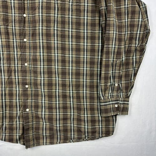 Panhandle Slim Mens 2XL Pearl Snap Shirt Brown Plaid Casual Long Sleeve - Thumbnail 4