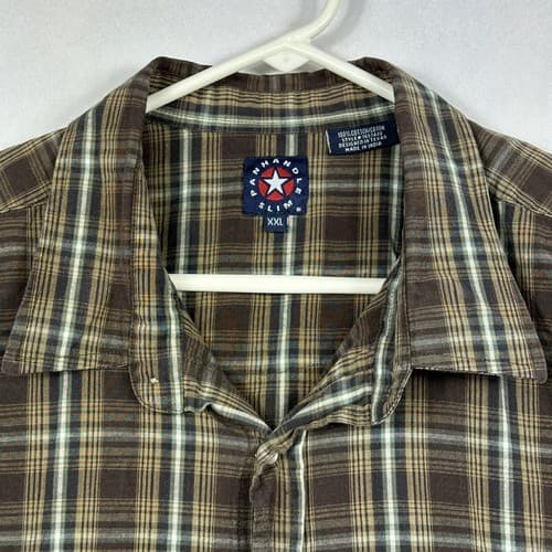 Panhandle Slim Mens 2XL Pearl Snap Shirt Brown Plaid Casual Long Sleeve - Thumbnail 6