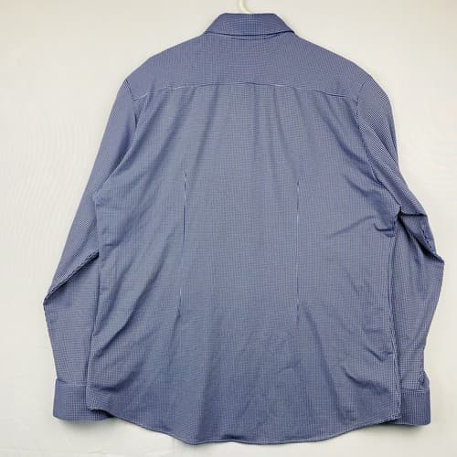 Mizzen + Main Mens 2XL Shirt Spinnaker Trim Fit Blue Gingham Check Long Sleeve - Thumbnail 3