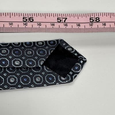 NEW Brooks Brothers 346 Tie Mens 100% Silk Necktie Navy Blue Geometric Made USA - Thumbnail 8