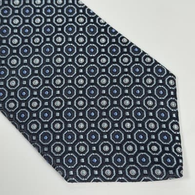 NEW Brooks Brothers 346 Tie Mens 100% Silk Necktie Navy Blue Geometric Made USA - Thumbnail 4
