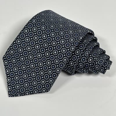 NEW Brooks Brothers 346 Tie Mens 100% Silk Necktie Navy Blue Geometric Made USA - Thumbnail 3