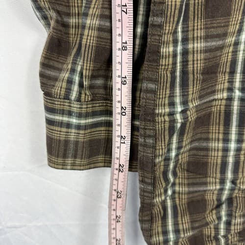 Panhandle Slim Mens 2XL Pearl Snap Shirt Brown Plaid Casual Long Sleeve - Thumbnail 9