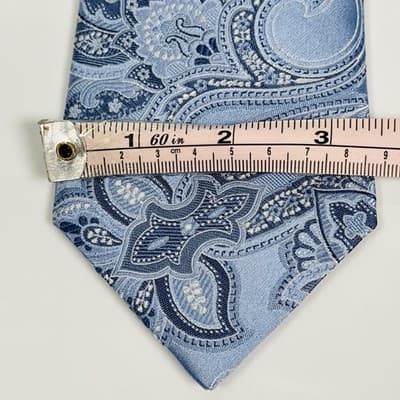 Nordstrom Tie Mens 100% Silk Blue Metallic Paisley USA Formal Necktie Classic - Thumbnail 7