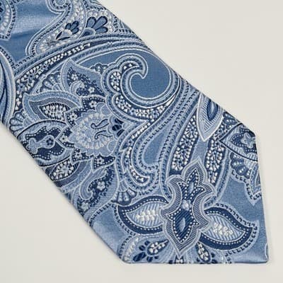 Nordstrom Tie Mens 100% Silk Blue Metallic Paisley USA Formal Necktie Classic - Thumbnail 3
