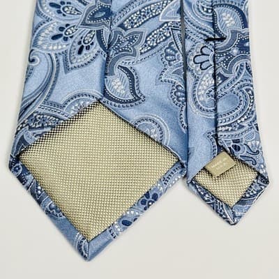 Nordstrom Tie Mens 100% Silk Blue Metallic Paisley USA Formal Necktie Classic - Thumbnail 5