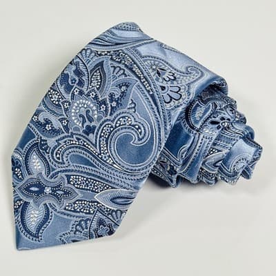 Nordstrom Tie Mens 100% Silk Blue Metallic Paisley USA Formal Necktie Classic - Thumbnail 2