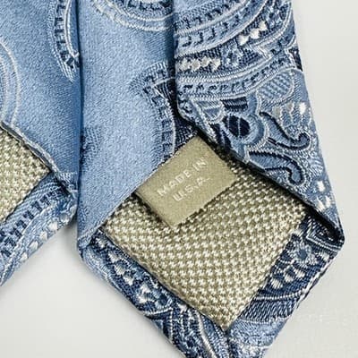 Nordstrom Tie Mens 100% Silk Blue Metallic Paisley USA Formal Necktie Classic - Thumbnail 6