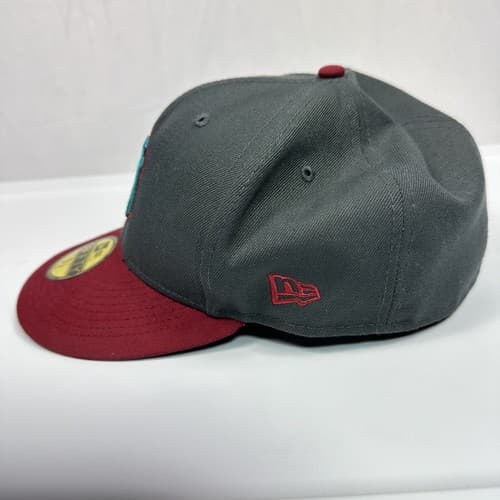 New York Yankees New Era 1999 WS Patch 59FIFTY Gray Hat Size 7 7/8 Turquoise Red - Thumbnail 5