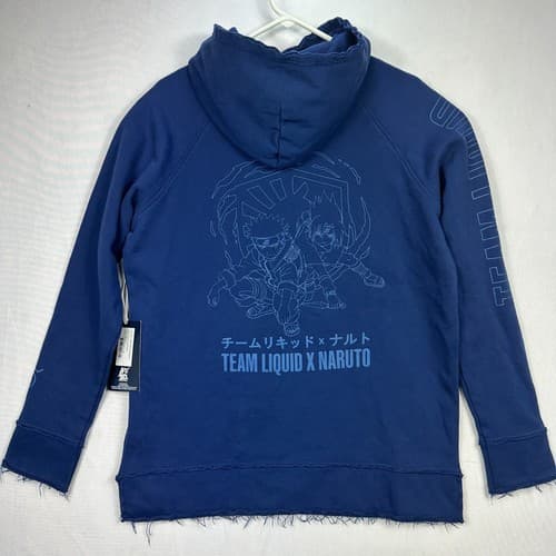 Team Liquid X Naruto 20Y Mens Medium Blue Frayed Pullover Friendship Hoodie NWT - Thumbnail 2