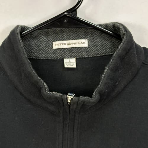 Peter Millar 1/4 Zip Sweater Vest Mens Large Black Pullover Cotton Adult MF16K35 - Thumbnail 5