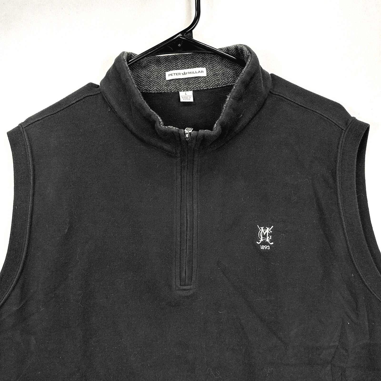 Peter Millar 1/4 Zip Sweater Vest Mens Large Black Pullover Cotton Adult MF16K35 - Image 1