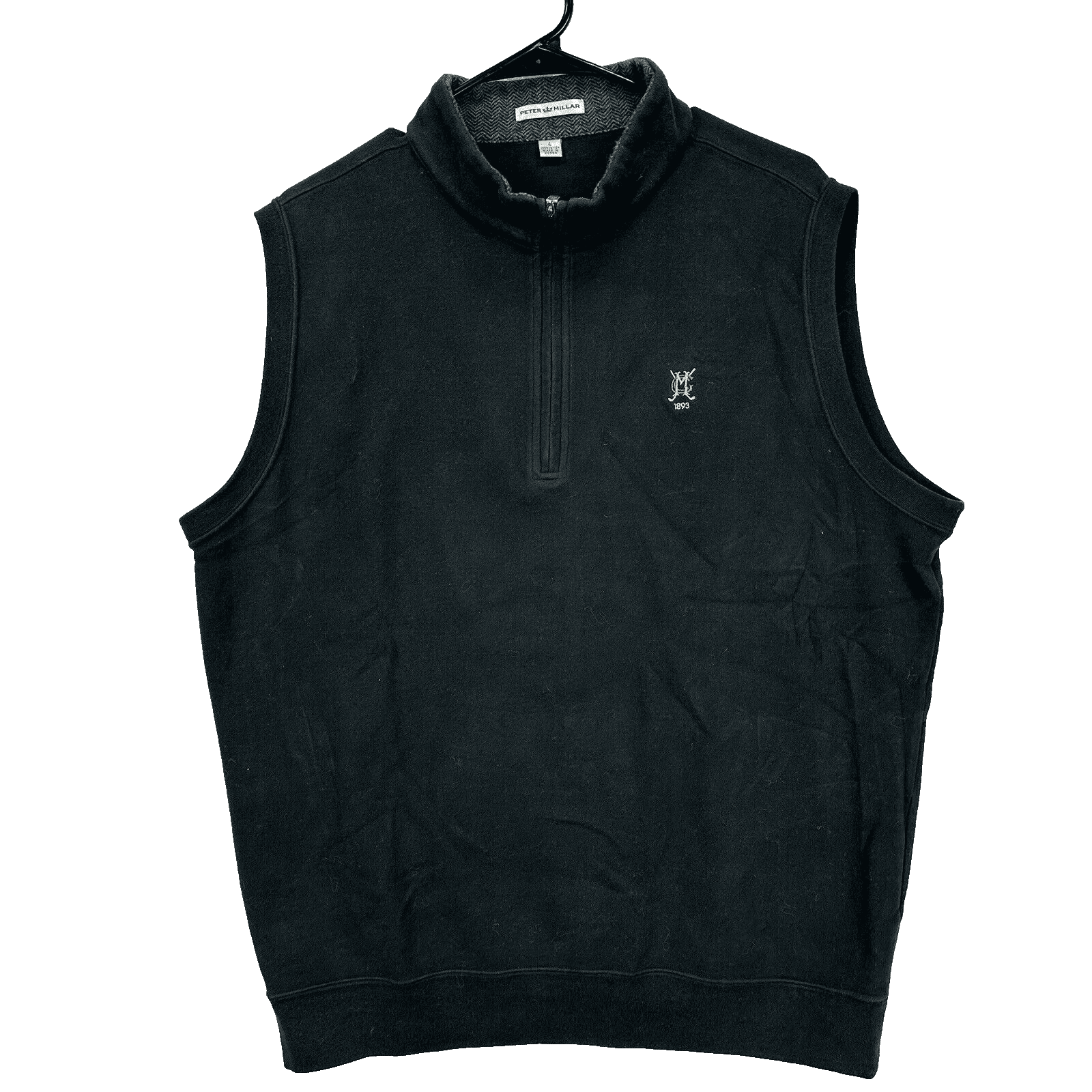 Peter Millar 1/4 Zip Sweater Vest Mens Large Black Pullover Cotton Adult MF16K35 - Thumbnail 2